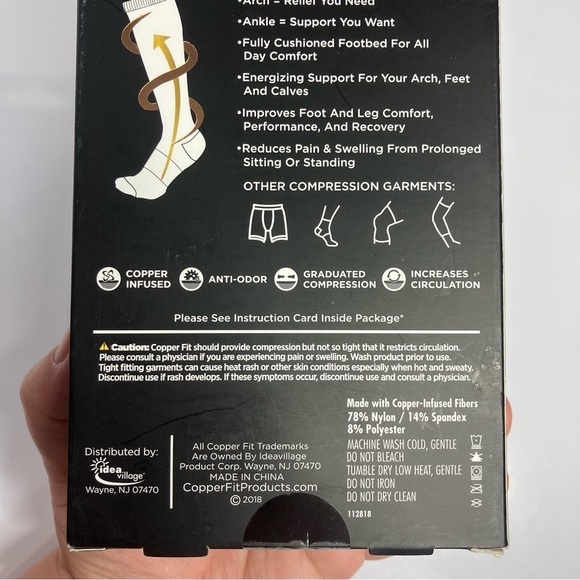 Copperfit energy compression socks black 1 pair size Large/XL - Picture 7 of 7